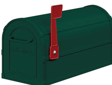 Load image into Gallery viewer, Green heavy duty aluminum powder coated mailbox with red flag
