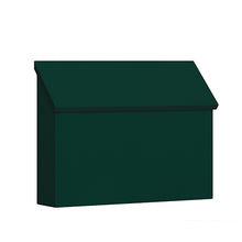 Load image into Gallery viewer, green powdered coat horizontal wall mount mailbox with angled door on top
