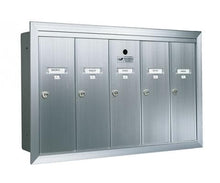 Load image into Gallery viewer, A five vertical door, recessed mount silver multi unit mailbox
