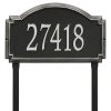Load image into Gallery viewer, Whitehall williamsburg address plaque with black background and silver numbers. This includes stakes for an in ground mount

