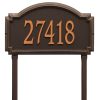 Load image into Gallery viewer, Whitehall williamsburg address plaque with bronze background and oil rubbed numbers. This includes stakes for an in ground mount
