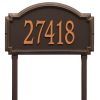 Load image into Gallery viewer, Whitehall williamsburg address plaque with bronze background and oil rubbed numbers. This includes stakes for an in ground mount
