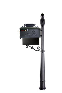 black 317k imperial horse and carriage mailbox, post, and newspaper holder