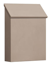 Load image into Gallery viewer, beige powdered coat vertical wall mount mailbox with angled door on top
