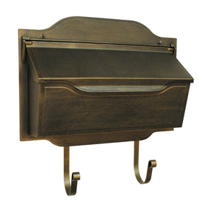 bronze horizontal wall mounted mailbox with newspaper scroll 