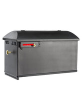 Load image into Gallery viewer, Imperial estate mailbox box O. A smooth side and smooth door. This includes a brass knob on the door and red pull flag on the side
