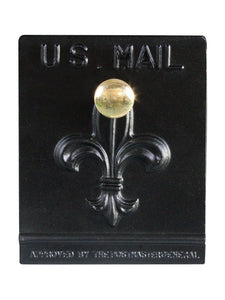 Black replacement door for imperial mailbox #1 or 6, Large brass knob on the front and a fleur de lis design
