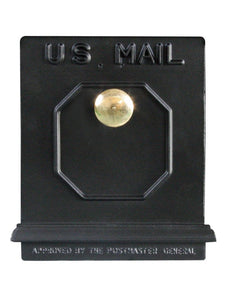 Black replacement door for imperial mailbox #8, Large brass knob on the front and an octagon design