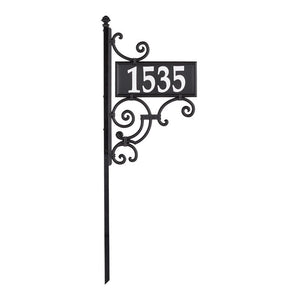 Nite Bright reflective ornate post with rectangle address plaque and reflective address numbers