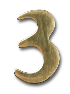 two inch brass number 3, self adhering made by 3m