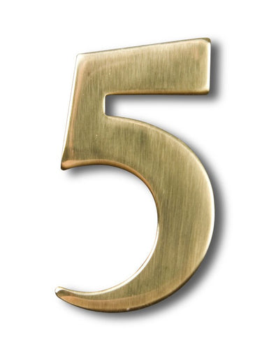 Two inch brass number 5, self adhering made by 3m