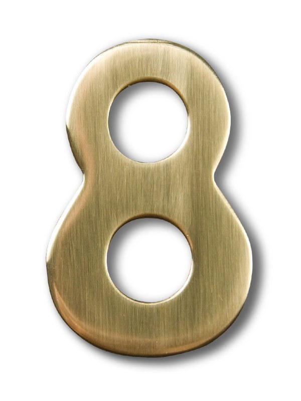 Two inch brass number 8, self adhering made by 3m
