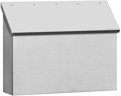 Stainless steel horizontal wall mount mailbox with an angled door 
