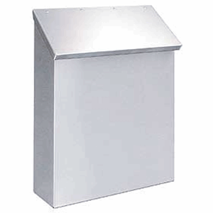 Stainless steel vertical wall mount mailbox with an angled door 