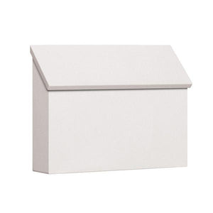 white powdered coat horizontal wall mount mailbox with angled door on top