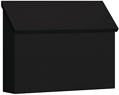 Black powdered coat horizontal wall mount mailbox with angled door on top